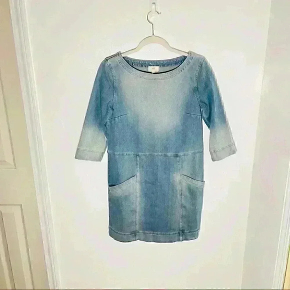 NWT AG Adriano Goldschmied Denim Knit Cocoon Dress in Medium Wash - Picture 2 of 8